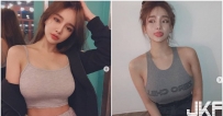 豐脣妹傲人胸器將背心撐好緊渾圓乳量地心引力超強大